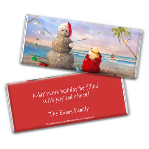 Personalized Chocolate Bar & Wrapper - Christmas Tropical Snowman