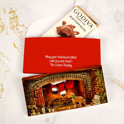 Deluxe Personalized Santa's Puppy Christmas Godiva Chocolate Bar in Gift Box