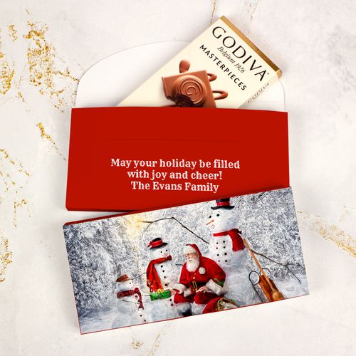 Deluxe Personalized Santa's Gifts Christmas Godiva Chocolate Bar in Gift Box