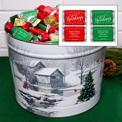 Personalized Snow Covered Mill 14lb Happy Holidays Assortment