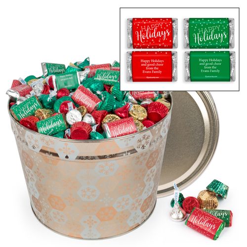 Personalized Shining Snowflakes 8 lb Hershey's Holiday Mix Tin