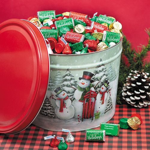 Personalized Hershey's Happy Holidays Mix Snow Family Tin - 14 lb