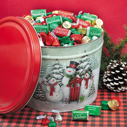 Personalized Hershey's Happy Holidays Mix Snow Family Tin - 8 lb
