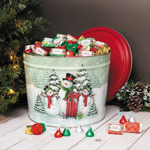 Personalized Hershey's Merry Christmas Mix Snow Family Tin - 14 lb