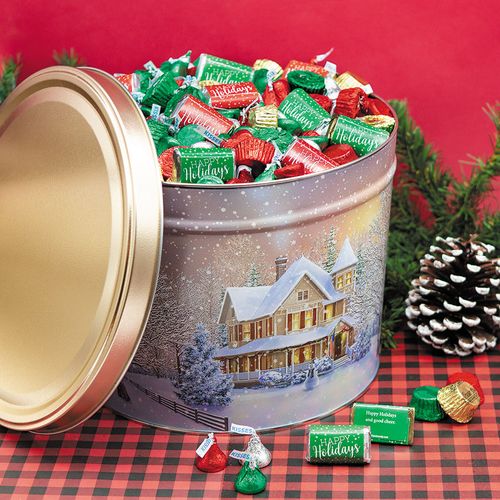 Personalized Hershey's Happy Holidays Mix Home for the Holidays Tin - 14 lb