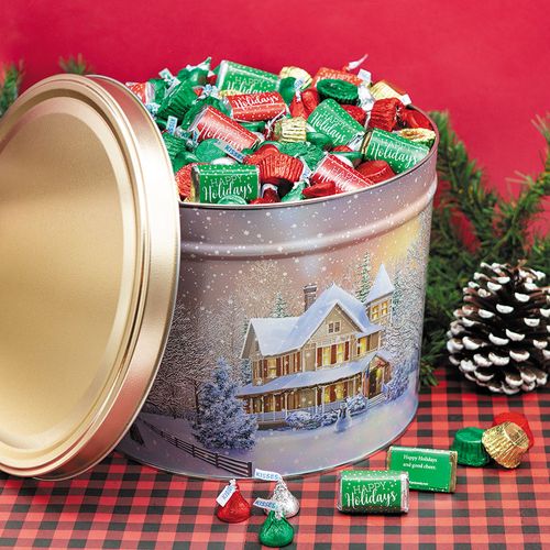 Personalized Hershey's Happy Holidays Mix Home for the Holidays Tin - 8 lb