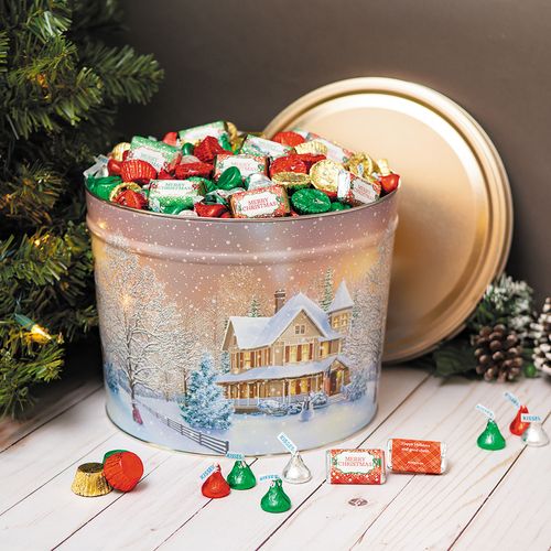 Personalized Hershey's Merry Christmas Mix Home for the Holidays Tin - 14 lb