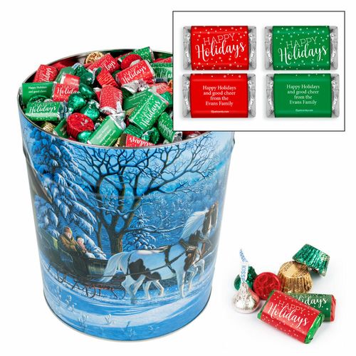 Personalized Through the Woods Happy Holidays Hershey's Mix 16 lb Tin