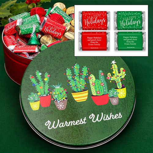 Personalized Festive Cacti 1.5 lb Happy Holidays Hershey's Mix Tin