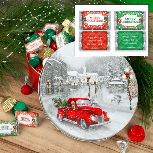 Personalized Snowy Drive 1.5 lb Merry Christmas Assortment