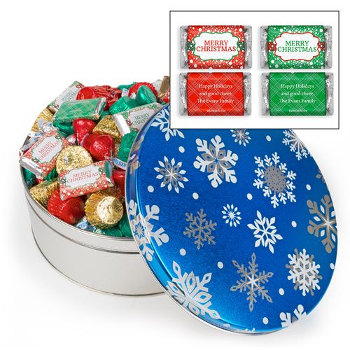 Personalized Blue Flurries 2.5 lb Merry Christmas Assortment