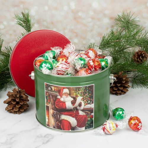 Checking It Twice 2.5lb Tin with White Chocolate Peppermint Lindor Truffles by Lindt