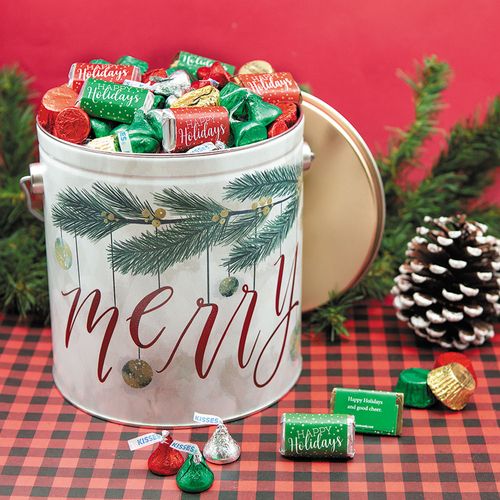 Personalized Hershey's Merry Christmas Mix Very Merry Tin - 3.7 lb