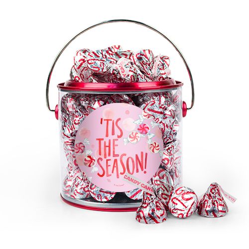 Christmas 'Tis the Season Paint Can with Sticker - 1lb Peppermint Hershey's Kisses