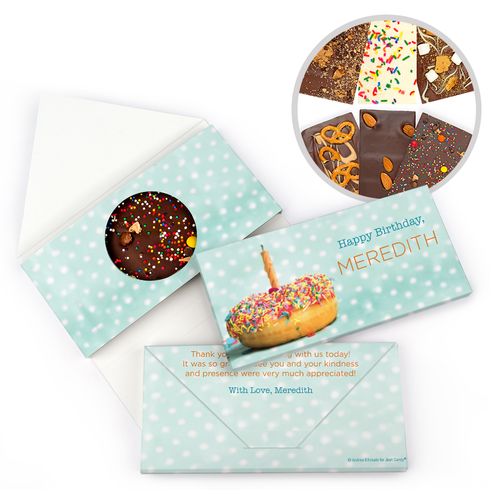 Personalized Donut Worry Be Happy Birthday Gourmet Infused Belgian Chocolate Bars (3.5oz)
