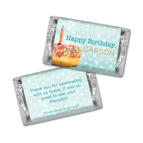 Personalized Birthday Donut Worry be Happy Hershey's Miniatures Wrappers