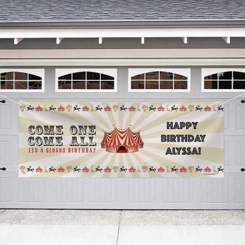 Personalized Circus Birthday Garage Banner - Circus