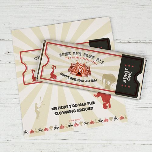 Personalized Circus Birthday Chocolate Bar Wrappers Only - Circus