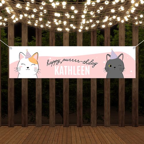 Personalized Kids Birthday 5 Ft. Banner - Cats