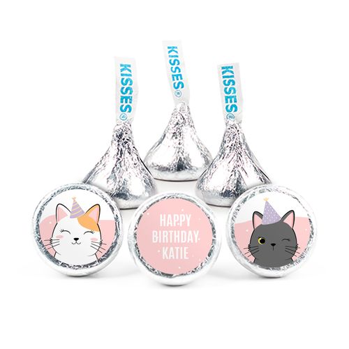 Personalized Cat Birthday 3/4" Stickers (108 Pack) - Happy Purrr-thday