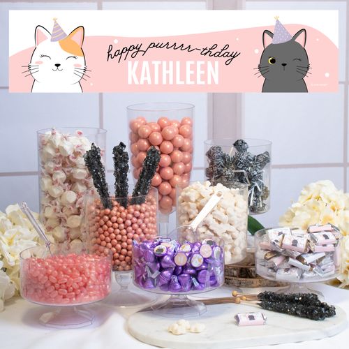 Personalized Deluxe Cat Birthday Candy Buffet - Happy Purrr-thdays