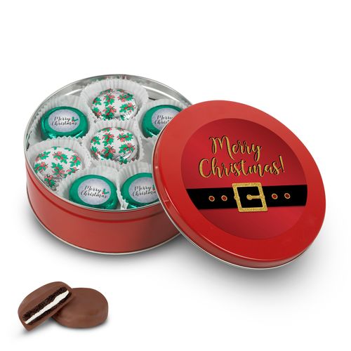 Merry Christmas Red Santa Chocolate Oreo Gift Tin