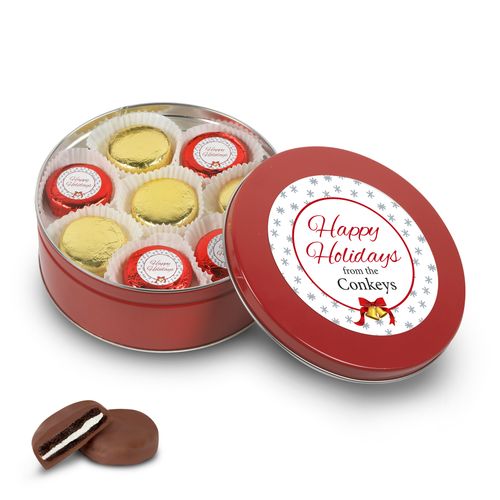 Personalized Happy Holidays Red Chocolate Covered Oreo Tin