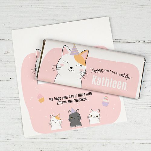 Personalized Birthday - Cats Chocolate Bar Wrappers