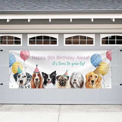 Personalized Kids Birthday Garage Banner - Dogs