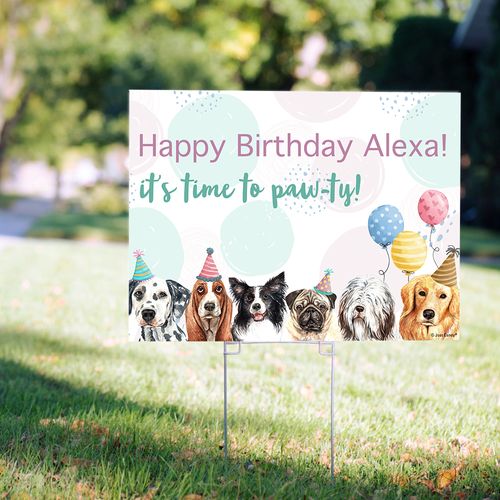 Personalized Kids Birthday Yard Sign Dogs