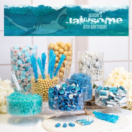 Personalized Deluxe Shark Birthday Candy Buffet - Jawsome