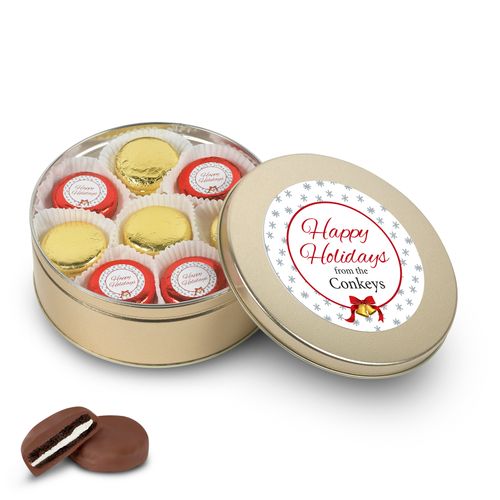 Personalized Happy Holidays Tin in Silver or Gold