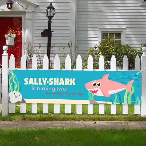 Personalized Kids Birthday 5 Ft. Banner - Girl Shark