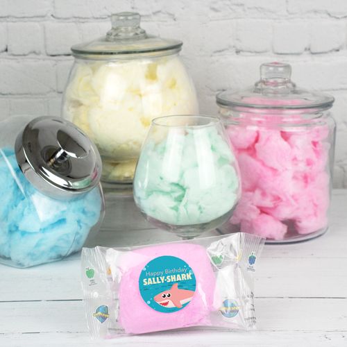 KIT Personalized Shark Birthday Cotton Candy (Pack of 10) - Pink Shark