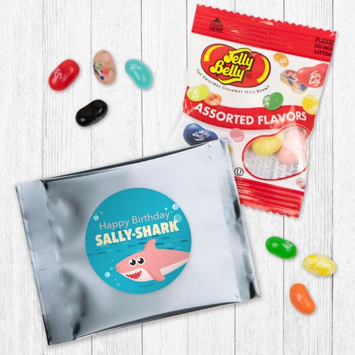 Personalized Shark Birthday Jelly Belly Jelly Beans - Pink Shark