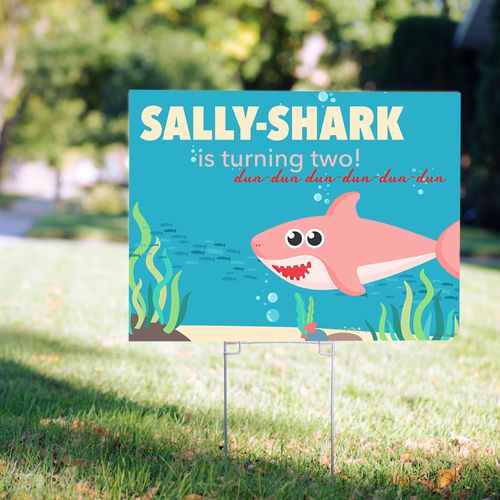 Personalized Kids Birthday Yard Sign Girl Shark