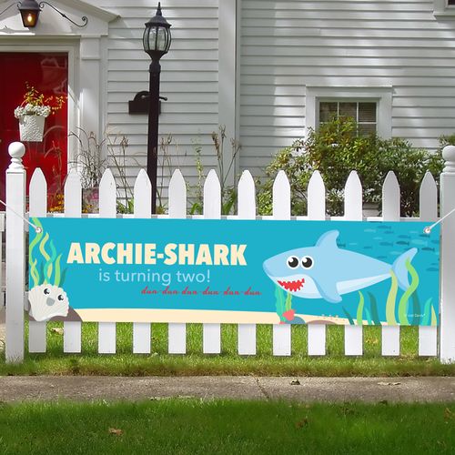 Personalized Kids Birthday 5 Ft. Banner - Boy Shark