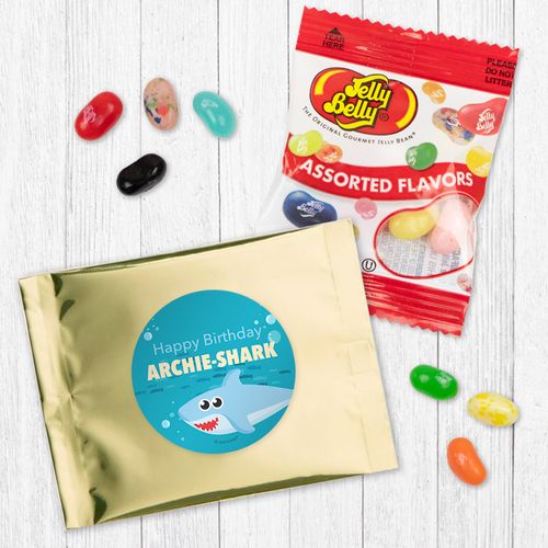 Personalized Shark Birthday Jelly Belly Jelly Beans - Blue Shark