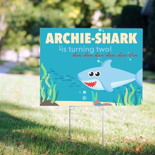 Personalized Kids Birthday Yard Sign Boy Shark