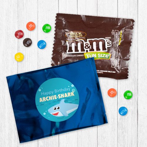 Personalized Shark Birthday Milk Chocolate M&Ms - Blue Shark