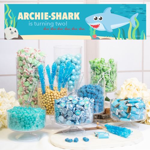 Personalized Deluxe Shark Birthday Candy Buffet - Blue Sharks