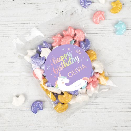 Personalized Unicorn Birthday Candy Bag - Rainbow and Unicorns