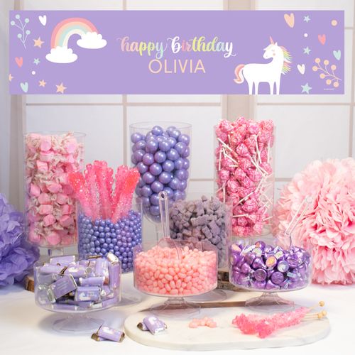 Personalized Deluxe Unicorn Birthday Candy Buffet - Rainbow Unicorn