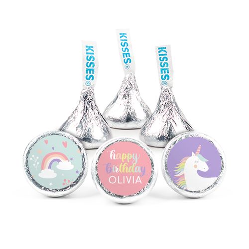 Personalized Unicorn Birthday 3/4" Stickers (108 Pack) - Rainbow Unicorn