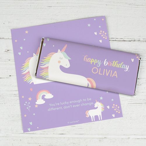Personalized Unicorn Birthday Chocolate Bar Wrappers Only - Rainbow Unicorn