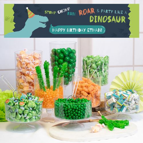 Personalized Deluxe Dinosaur Birthday Candy Buffet - Green Dinosaur