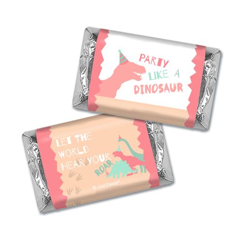 Personalized Dinosaur Birthday Hershey's Miniatures Wrappers - Pink Dinosaur