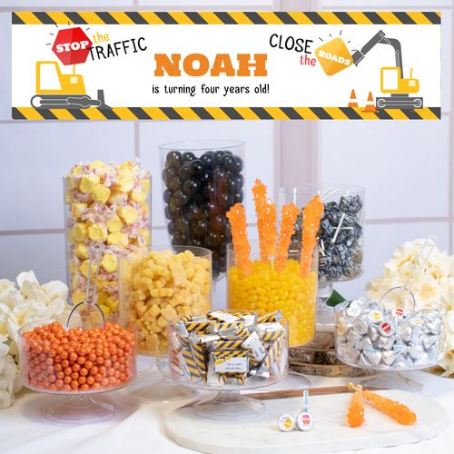 Personalized Deluxe Construction Birthday Candy Buffet - Construction