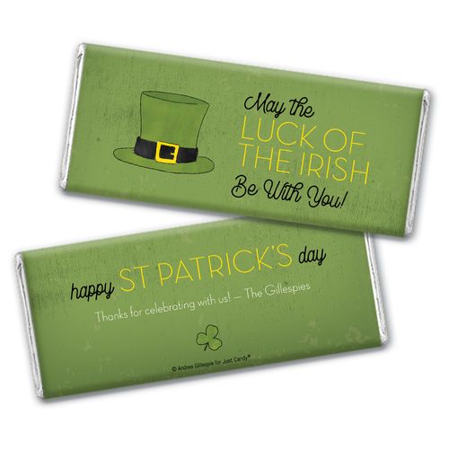 Personalized St. Patrick's Day Rustic Irish Hat Chocolate Bar Wrappers