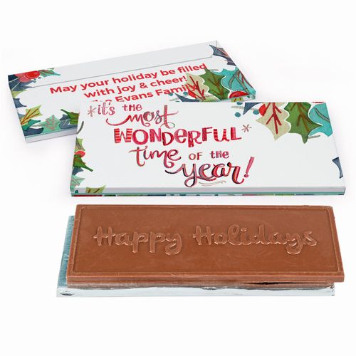 Deluxe Personalized Christmas Wonderful Time Chocolate Bar in Gift Box